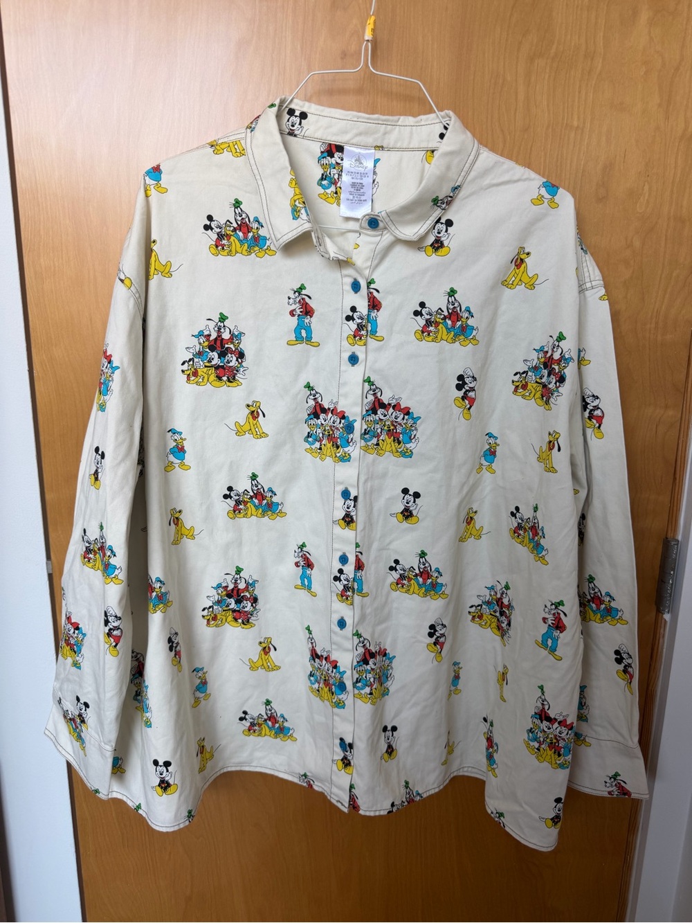 Disney Character Print Women’s Button-Up Shirt - Cream